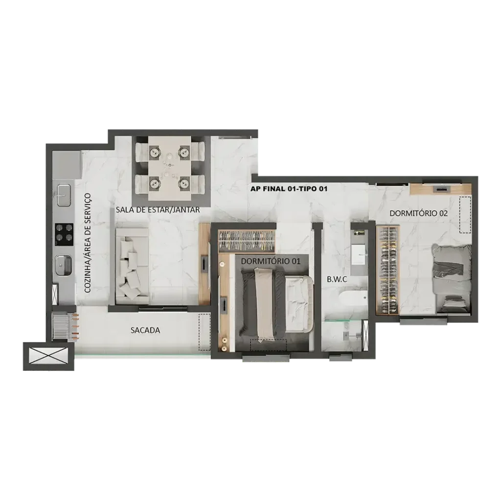 Planta 01 tipo 01 Recanto do Bosque