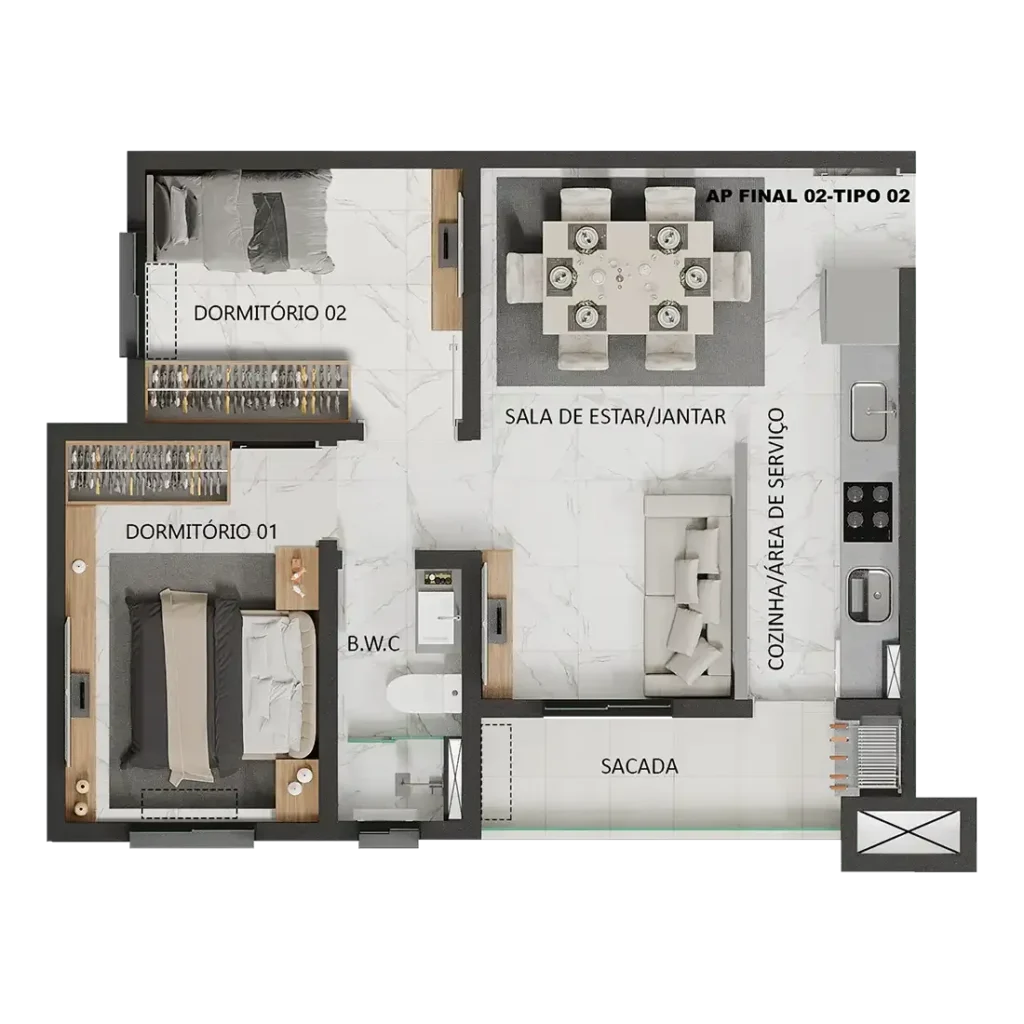 Planta 02 tipo 02 Recanto do Bosque