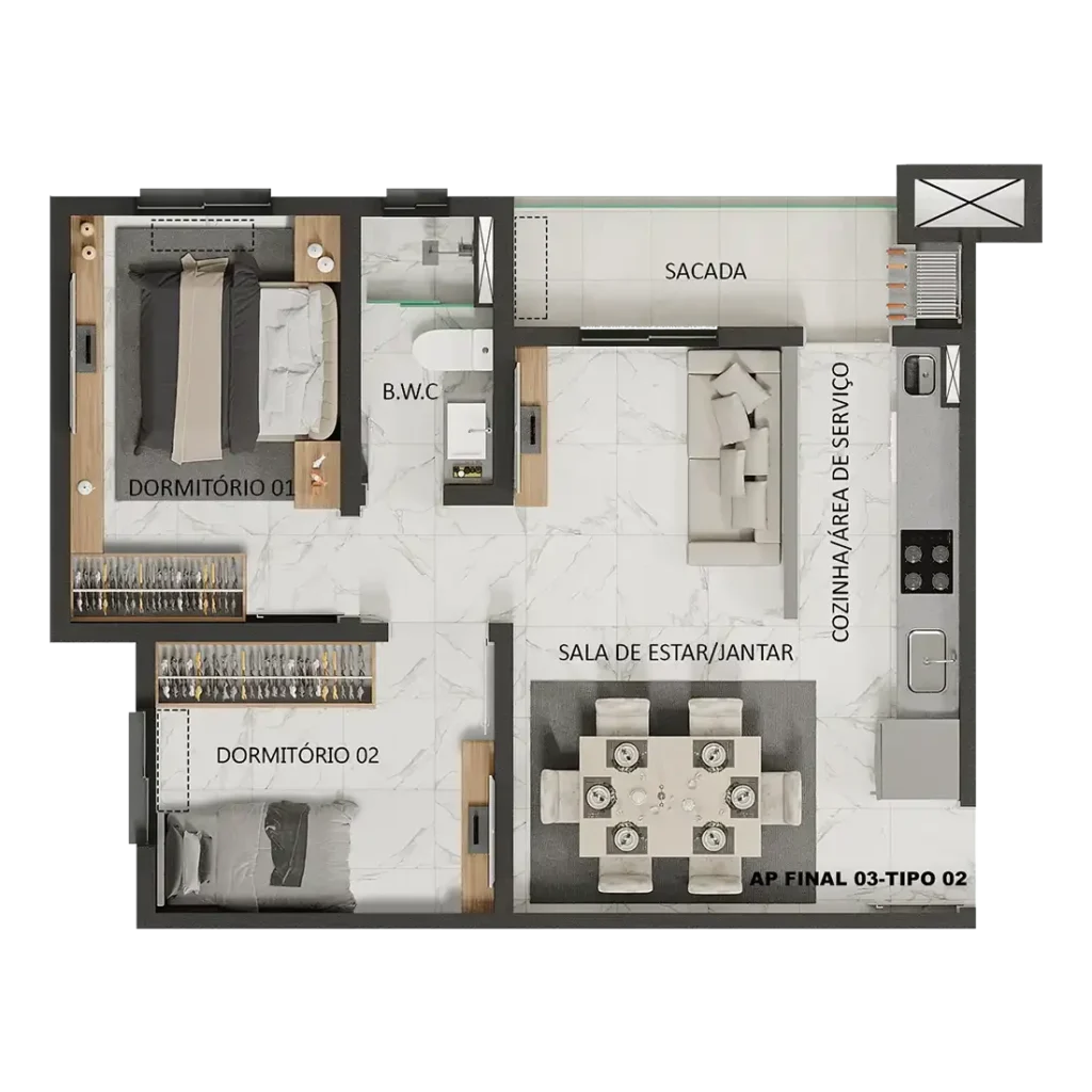 Planta 03 tipo 02 Recanto do Bosque