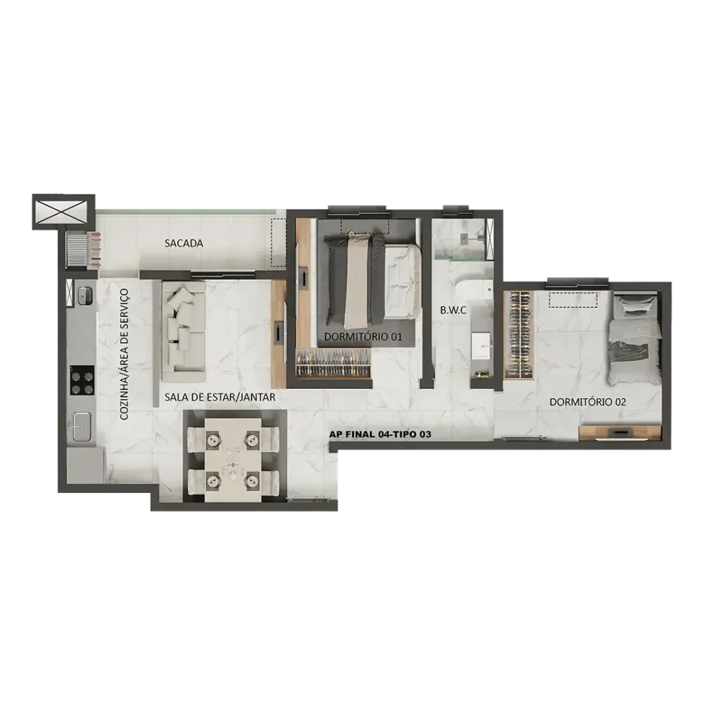 Planta 04 tipo 03 Recanto do Bosque