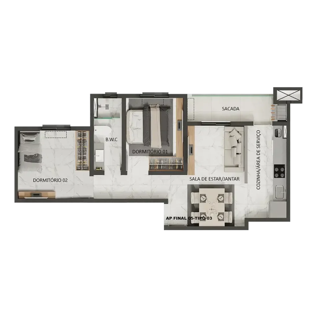 Planta 05 tipo 03 Recanto do Bosque