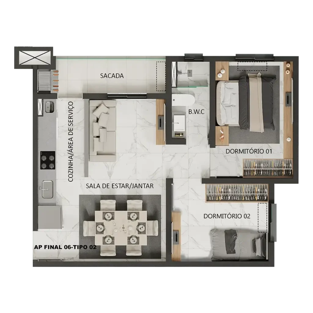 Planta 06 tipo 02 Recanto do Bosque