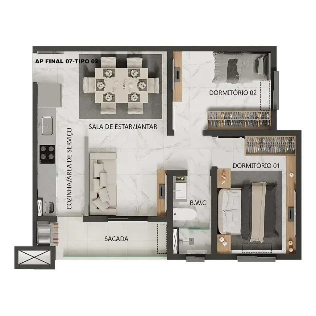 Planta 07 tipo 02 Recanto do Bosque