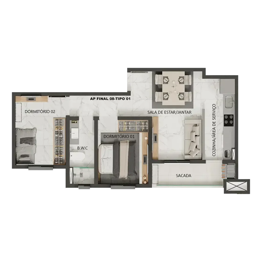 Planta 08 tipo 01 Recanto do Bosque